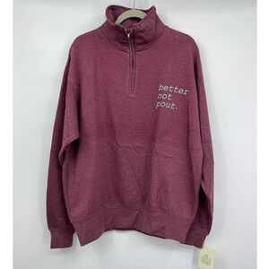 Exist Mens Heather Burgundy Purple Long Sleeve 1/4 Zip Pullover Sweatshirt NEW